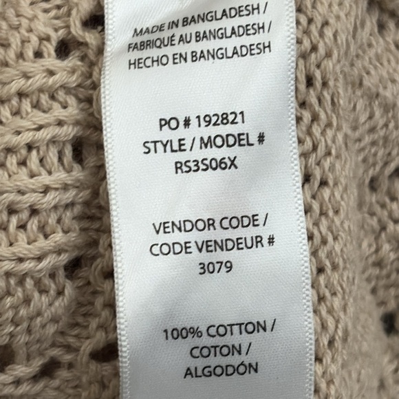 Splendid Short Sleeve Natural Beige Crochet Knit Scalloped Sweater Size Medium - Picture 10 of 11